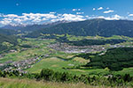 Bruneck in Pustertal valley, with Kronplatz Mountain in the background