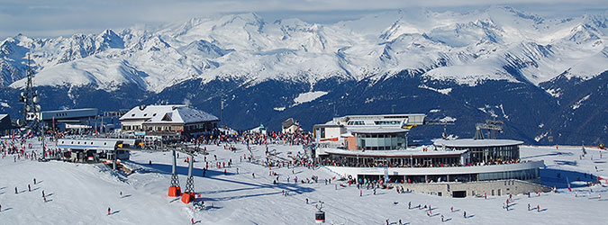 Skiing mountain Kronplatz in the Pustertal valley